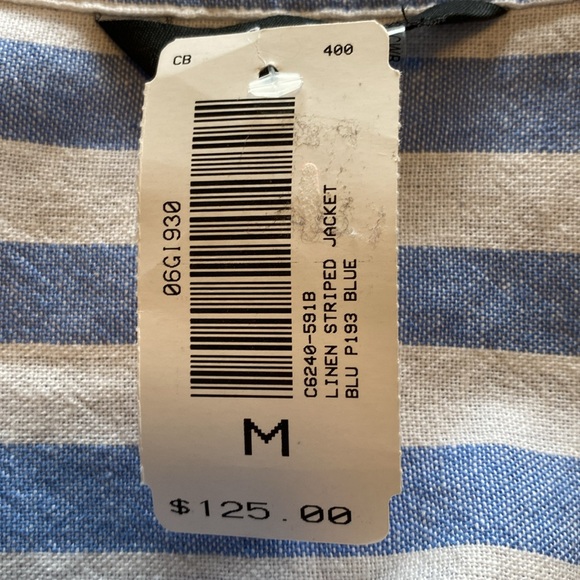 Charlie B linen blend striped jacket blue/ white NWT Sz Med see pic for material - Picture 7 of 9